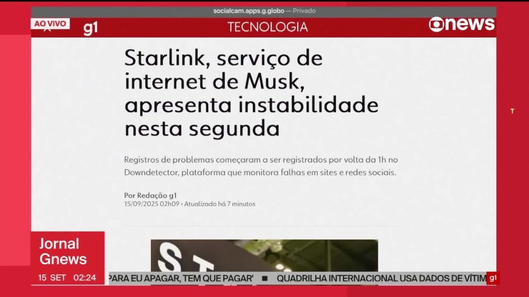 Starlink, serviço de internet de Musk, apresenta instabilidade nesta segunda