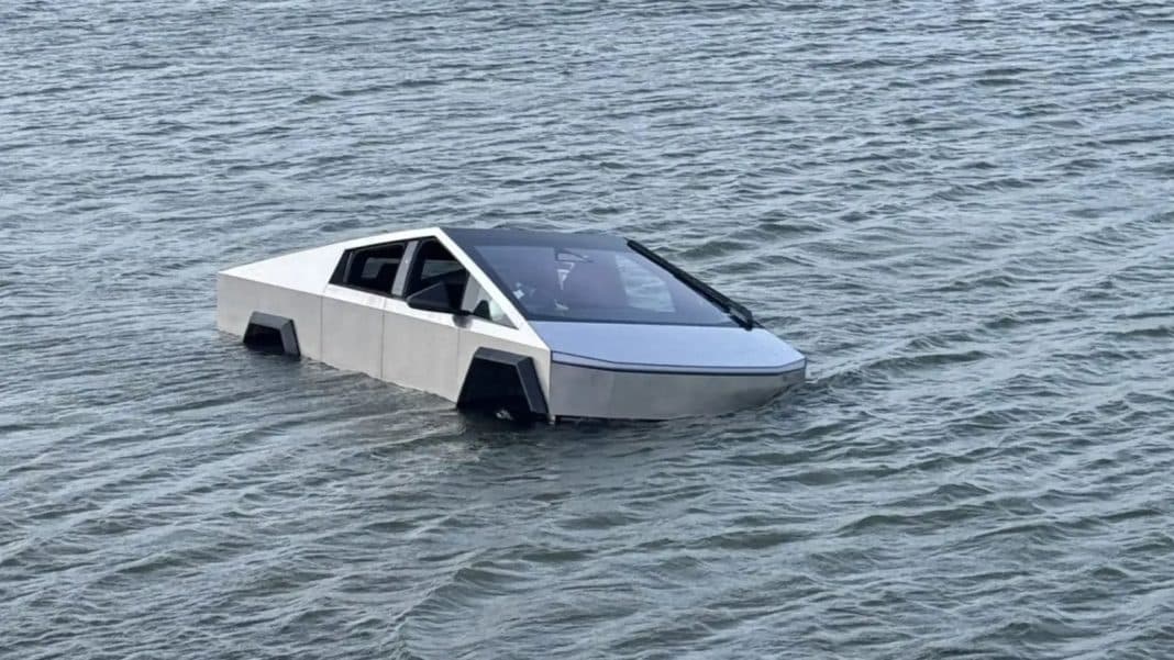 Homem é preso por dirigir Cybertruck dentro de lago para Homem é preso por dirigir Cybertruck dentro de lago para testar "Wade Mode"