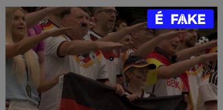 É #FAKE que vídeo mostre sósia de Hitler na arquibancada do jogo Alemanha x Curaçao na Copa; imagens foram manipuladas por IA É #FAKE que vídeo mostre sósia de Hitler na arquibancada do jogo Alemanha x Curaçao na Copa; imagens foram manipuladas por IA