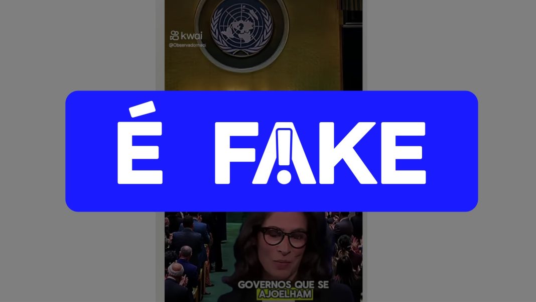 É falso vídeo de Renata Vasconcellos elogiando discurso de Lula É falso vídeo de Renata Vasconcellos elogiando discurso de Lula na ONU