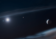 Astrônomos descobrem novo planeta após 11 anos de ‘esconde-esconde’ 15.jul.26 - Representação artística retrata o sistema planetário Beta Pictoris com o exoplaneta gigante recém-descoberto, Beta Pictoris d, à direita
