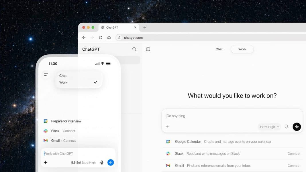 OpenAI lança ChatGPT Work, agente de IA criado para fazer suas tarefas do trabalho