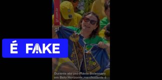 É #FAKE foto de mulher rasgando bandeira de Nossa Senhora Aparecida em ato de apoio a Flávio Bolsonaro; cena foi criada com IA É #FAKE foto de mulher rasgando bandeira de Nossa Senhora Aparecida em ato de apoio a Flávio Bolsonaro; cena foi criada com IA